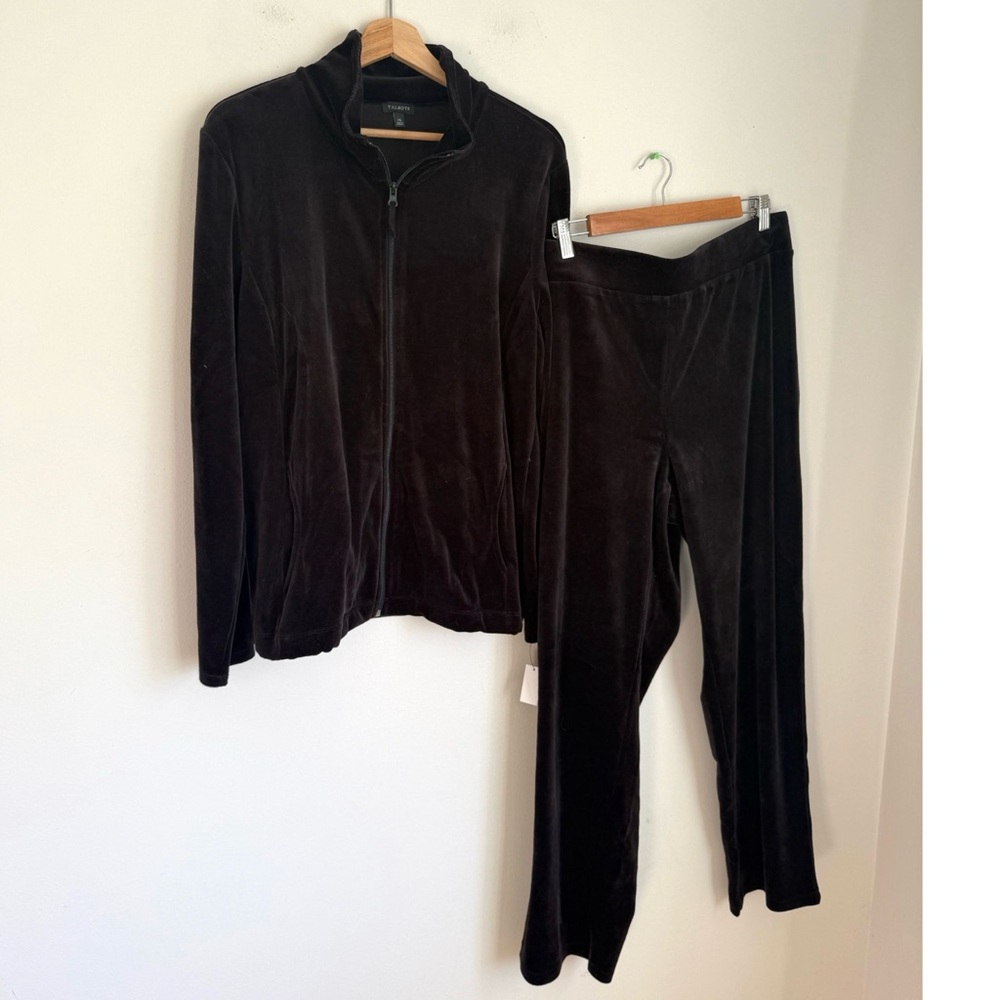 NWT Talbots Velour Set Zipper Jacket and Pants in Black - Picture 5 of 11